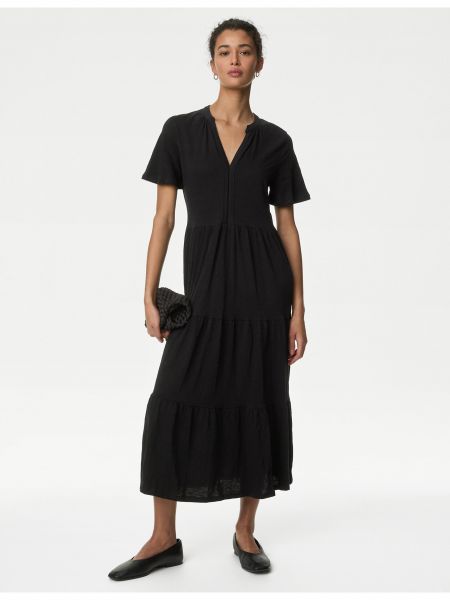 Černé midi šaty s volány Marks & Spencer
