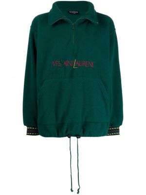 Fleece φούτερ με κουκούλα με κέντημα Saint Laurent Pre-owned πράσινο