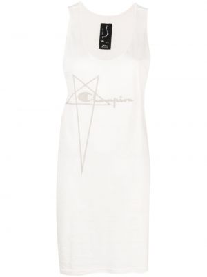 Βαμβακερή φόρεμα Rick Owens X Champion λευκό