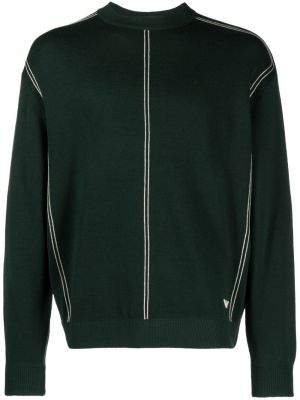Pletený sveter s výšivkou Emporio Armani zelená