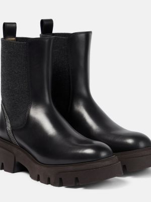 Chelsea boots en cuir à imprimé Brunello Cucinelli noir