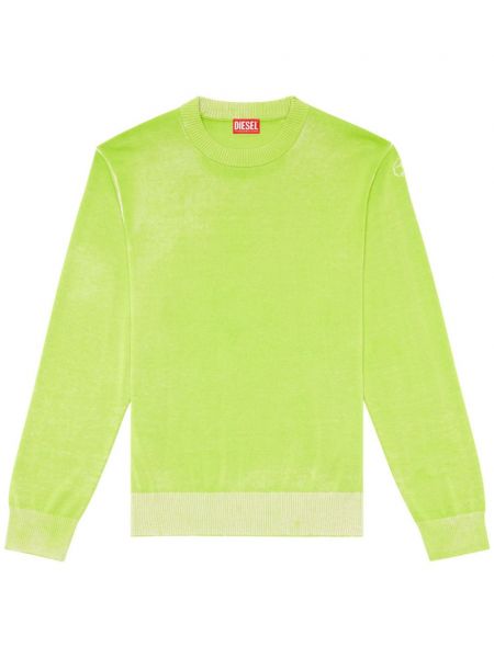 Памучен пуловер Diesel зелено