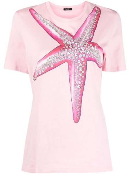 Camiseta con estampado de estrellas Versace rosa