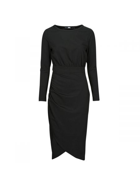 Sukienka mini z długim rękawem z dżerseju Karl Lagerfeld czarna
