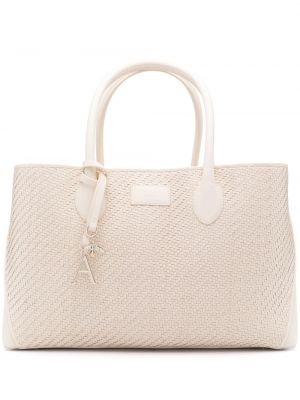Плетени шопинг чанта Aspinal Of London бяло