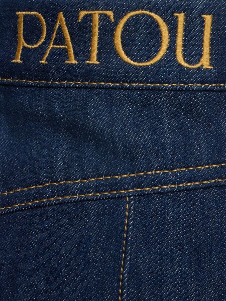 Zvonové džíny s vysokým pasem Patou modré