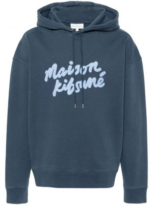 Pamučna hoodie s kapuljačom Maison Kitsuné plava