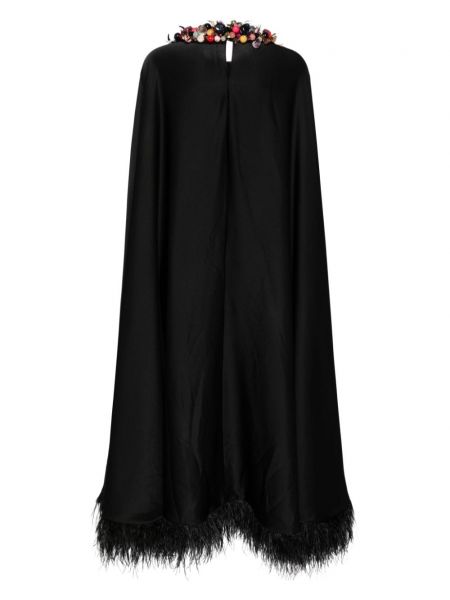 Satynowa sukienka wieczorowa z krepy Nihan Peker czarna