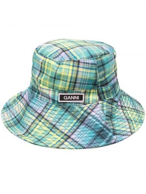 Карирана шапка Ganni зелено