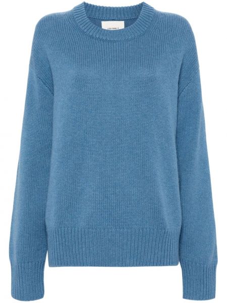 Кашмирен пуловер с кръгло деколте Lisa Yang синьо