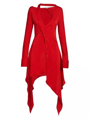 Асимметричное платье миди с длинным рукавом Stella Mccartney Красное