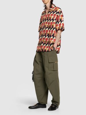 Vlněné cargo kalhoty Gucci khaki