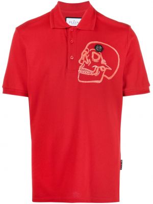 Kokvilnas polo krekls ar apdruku Philipp Plein sarkans