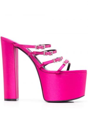 Papuci tip mules cu platformă Sergio Rossi roz