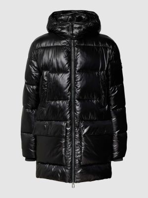 Czarny pikowany płaszcz z kapturem Joop! Collection