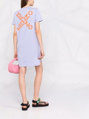 Sukienka mini z nadrukiem Kenzo fioletowa