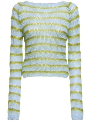 Dryžuotas medvilninis megztinis Marni mėlyna