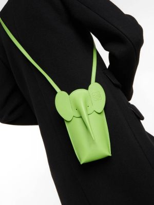 Кожаная сумка через плечо с карманами Loewe зеленая