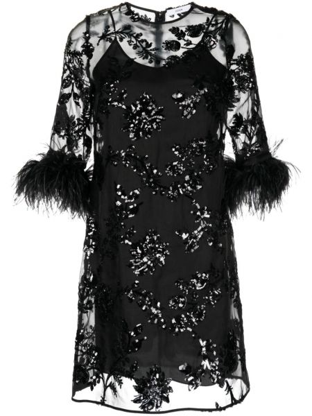 Flitrované večerné šaty Erdem čierna