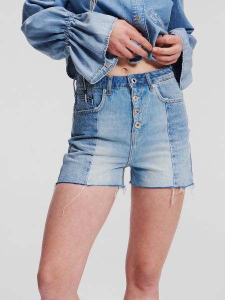 Nohavice s vysokým pásom Karl Lagerfeld Jeans modrá