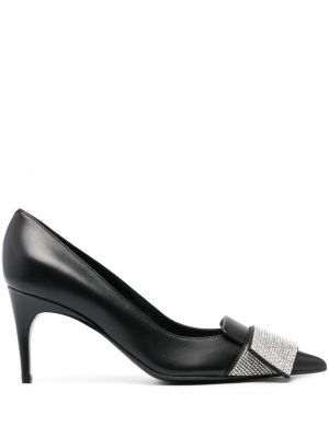Pantofi cu toc din piele de cristal Sergio Rossi negru