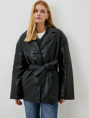 Утепленная кожаная куртка Concept Club черная