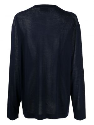 Sweter bawełniany z okrągłym dekoltem Studio Nicholson niebieski