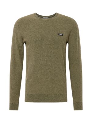 Меланжов пуловер Calvin Klein зелено