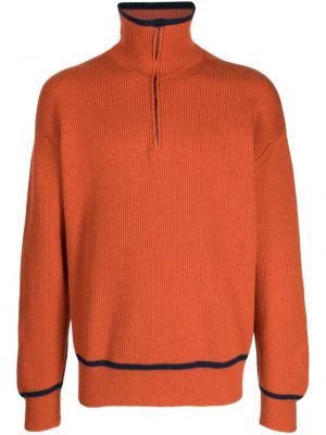 Volneni pulover z zadrgo Pringle Of Scotland oranžna