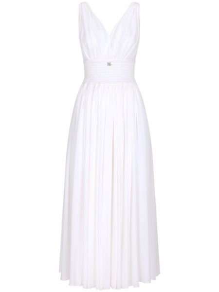Svilena midi haljina Dolce & Gabbana bijela