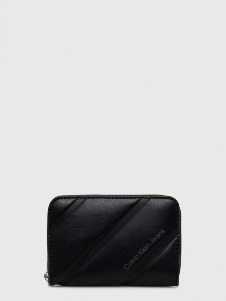 Pikowany portfel na zamek Calvin Klein Jeans czarny