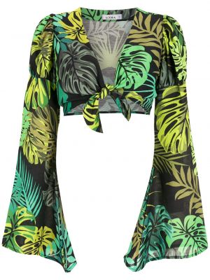Bluzka z nadrukiem w tropikalny nadruk Amir Slama zielona