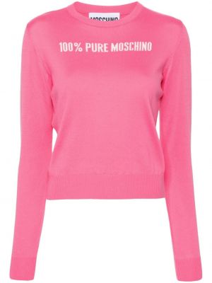 Pull avec imprimé slogan en tricot Moschino