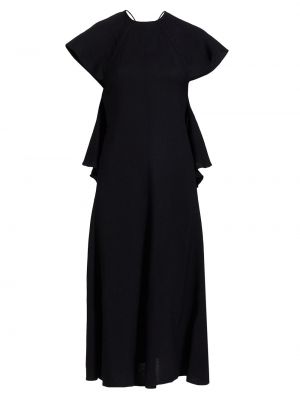 Коктейльное платье-миди с драпировкой Victoria Beckham черный
