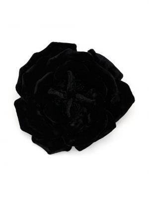 Oversize брошка на цветя Saint Laurent черно