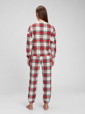 Flanelové kockované pyžamo Gap červená