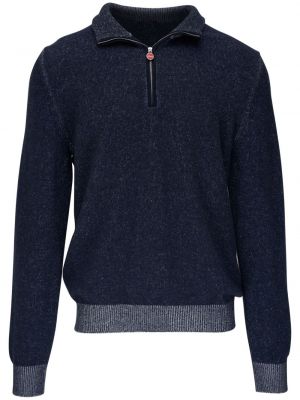 Кашмирен пуловер с цип Kiton синьо