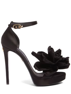 Сатенени сандали на платформе Dolce & Gabbana черно