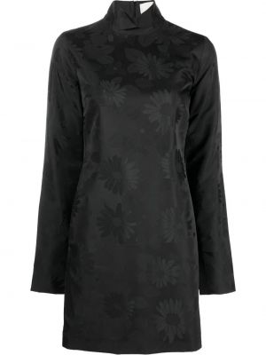 Сатенена вечерна рокля на цветя Róhe черно