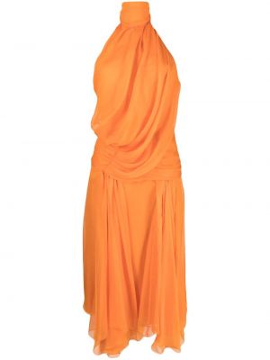 Chiffon seiden midikleid mit drapierungen Alberta Ferretti orange