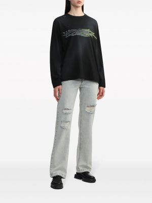 Sweatshirt mit stickerei aus baumwoll We11done schwarz