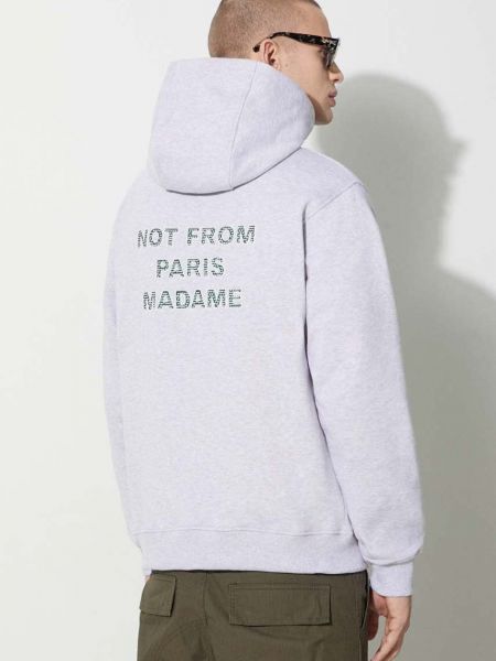 Pamučna hoodie s kapuljačom s melange uzorkom Drôle De Monsieur siva