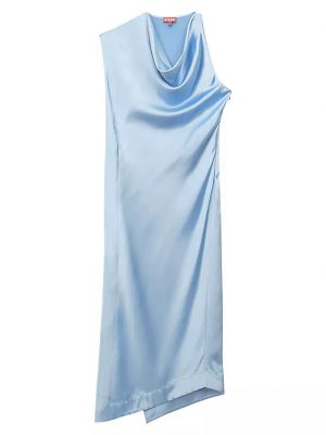 Атласный платье миди Staud синий