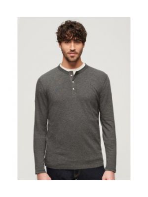 T-shirt manches longues en coton en tricot Superdry gris