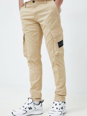 Calvin Klein Jeans nadrág férfi, bézs, testhezálló