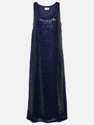 Бархатный платье миди с пайетками Velvet синий