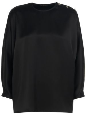 Hodvábna saténová košeľa Loro Piana čierna
