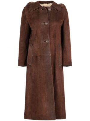 Palton din piele de căprioară cu glugă Prada Pre-owned maro