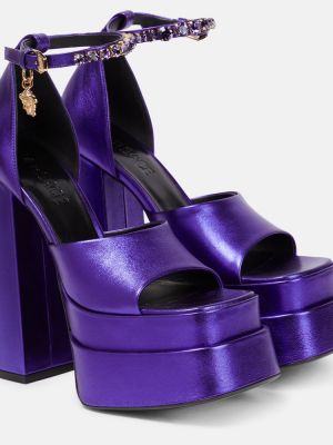 Sandali di pelle con platform Versace viola