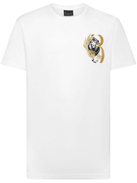 Bavlněné tričko s výšivkou Billionaire bílé
